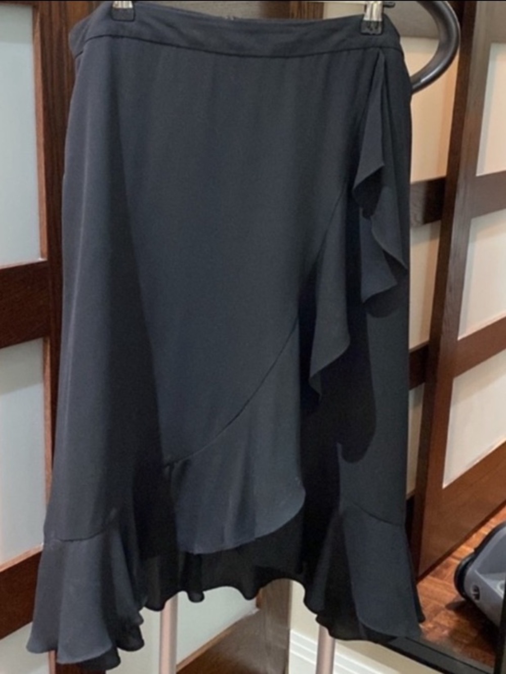 Banana Republic Asymmetrical Black cascading ruffle skirt